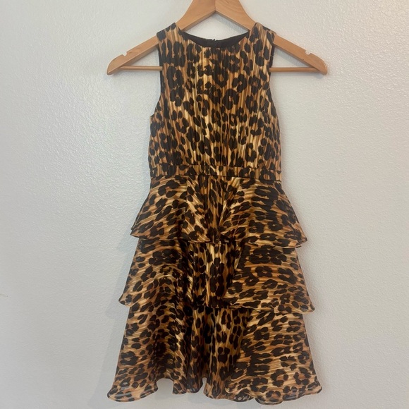 Milly Minis Leopard Print Tiered Ruffle Dress Girls Size 7/8 - Picture 3 of 12